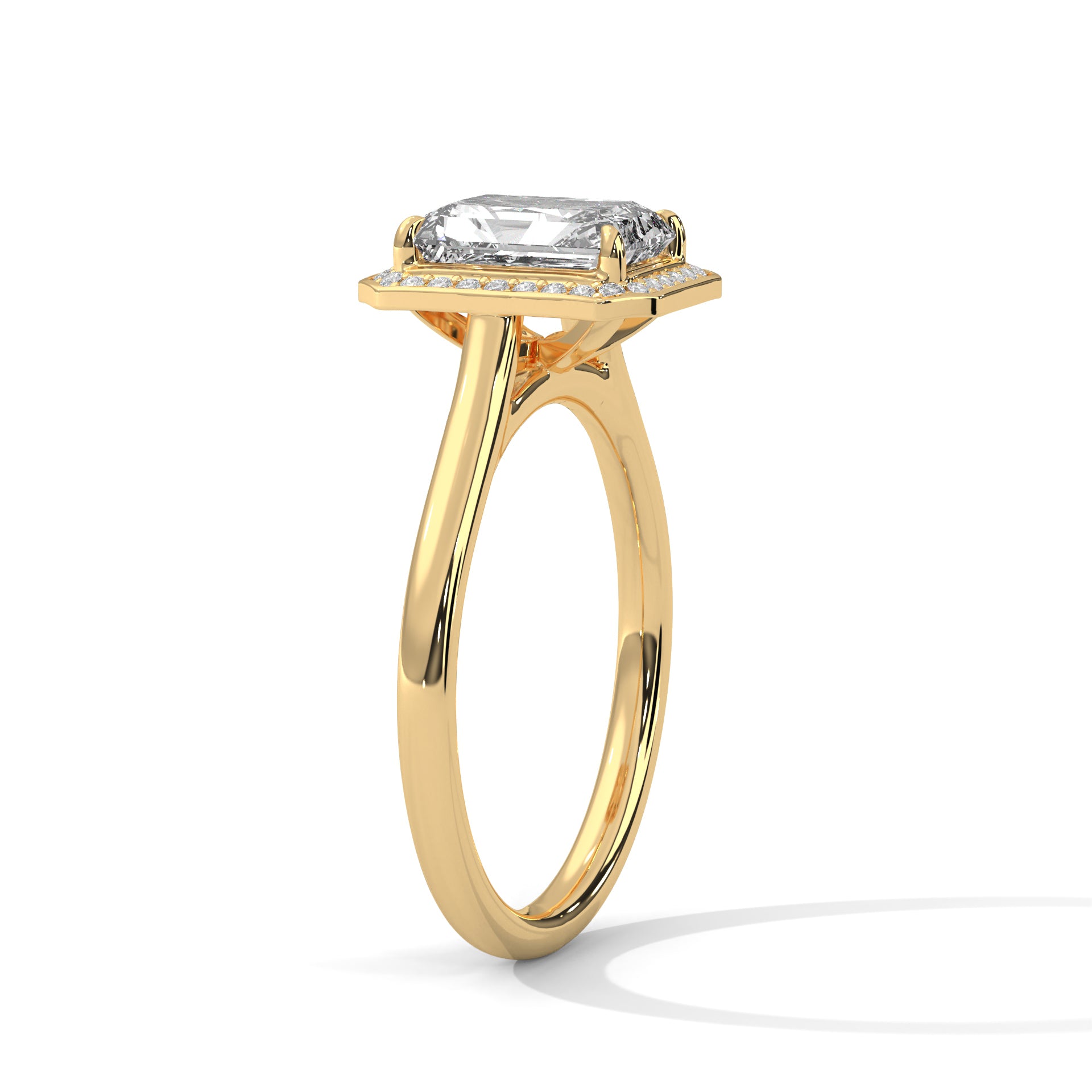 Emerald Cut Diamond Halo Engagement Ring