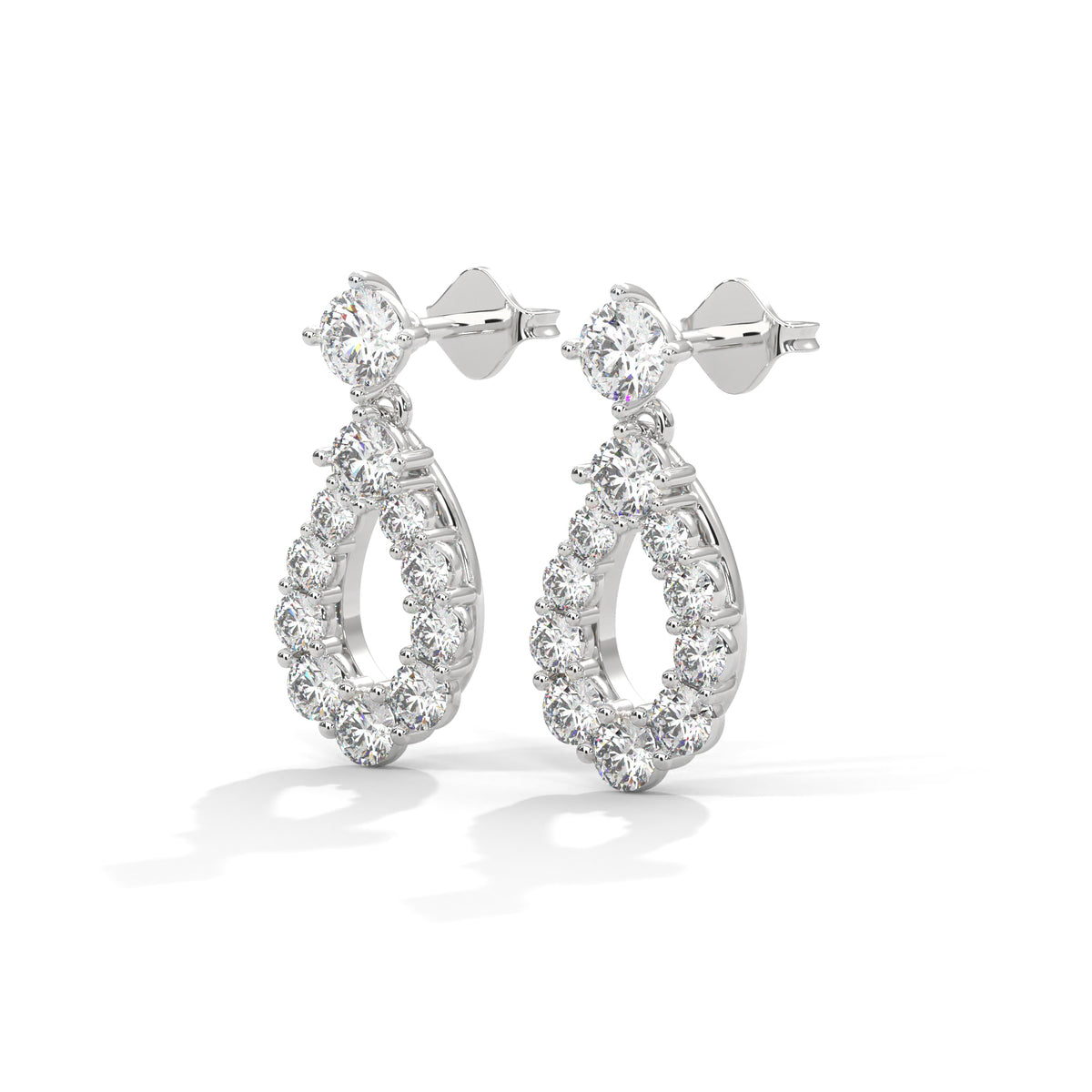 Diamond Teardrop Drop Earrings, alternate view — Jewelix Atelier