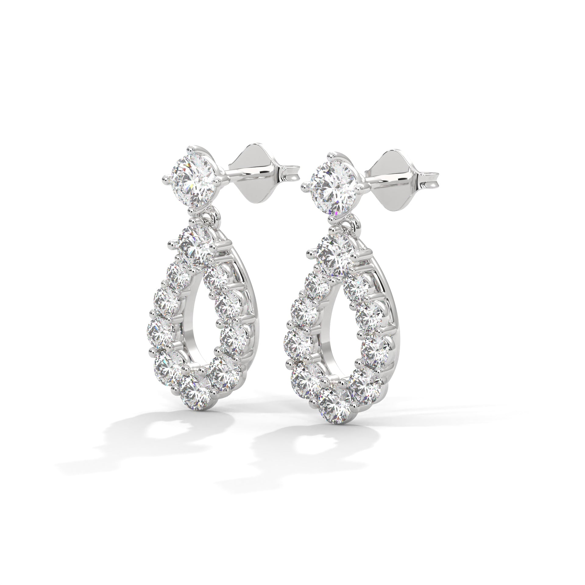 Diamond Teardrop Drop Earrings