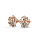 Baguette & Round Diamond Cluster Stud Earrings