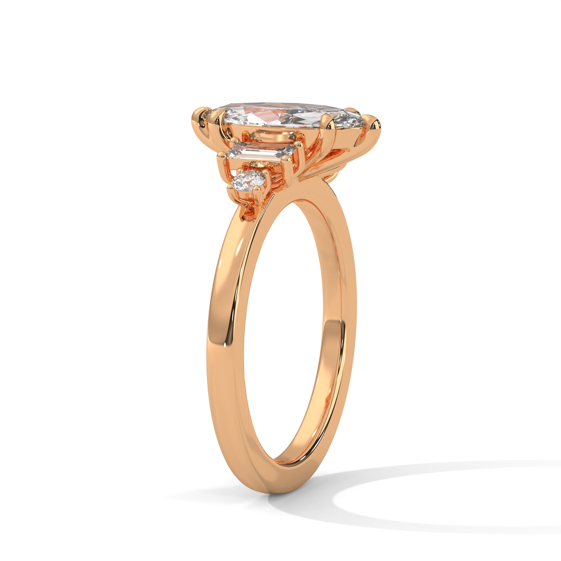 Marquise Cut Three Stone Diamond Engagement Ring
