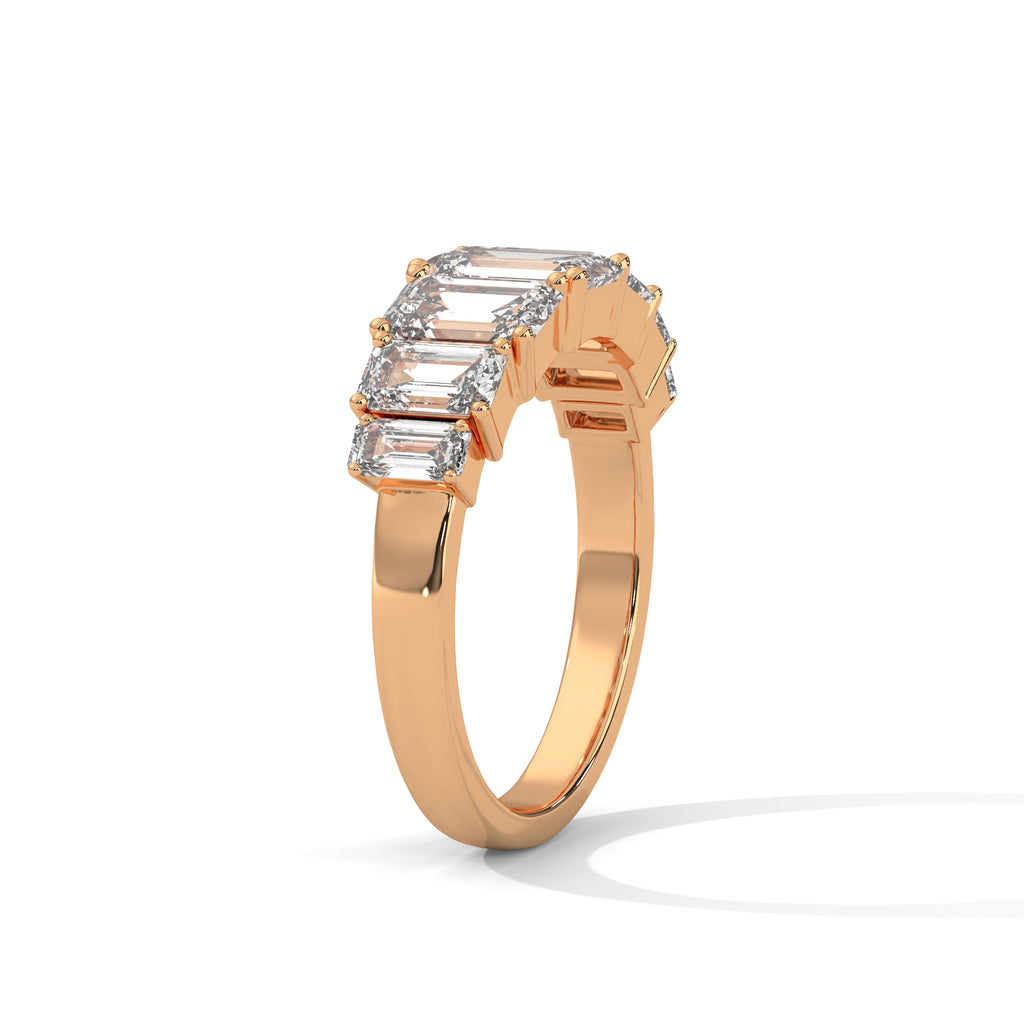 Graduated Emerald Cut Seven Stone Diamond Ring