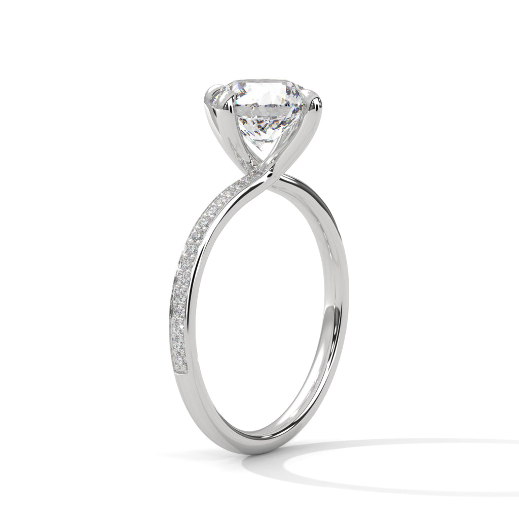 Round Cut Diamond Pavé Engagement Ring