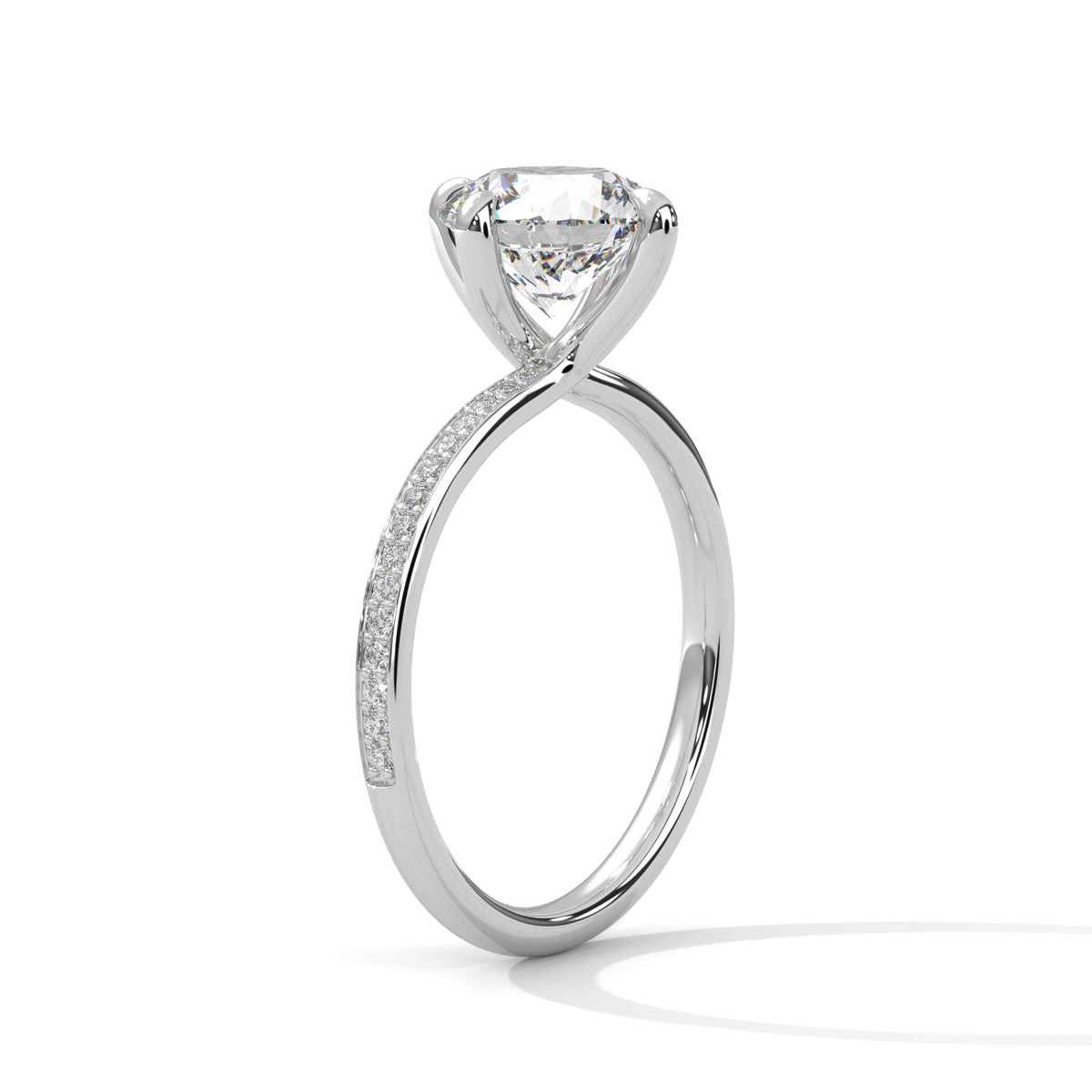 2.15 CTW Round Cut Diamond Pavé Lab Grown Diamond Engagement Ring – view 2 of 9 | Jewelix Atelier