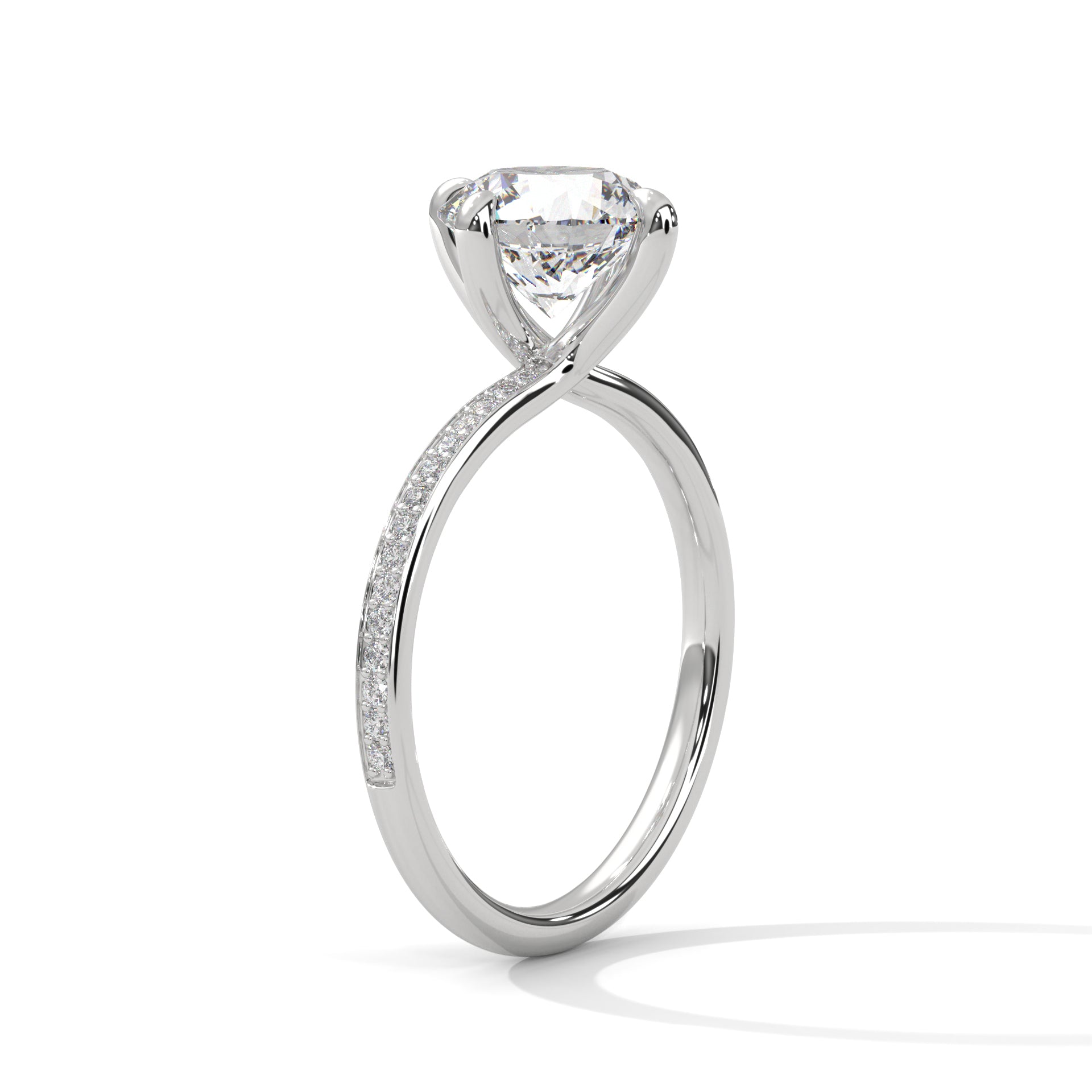 Round Cut Diamond Pavé Engagement Ring