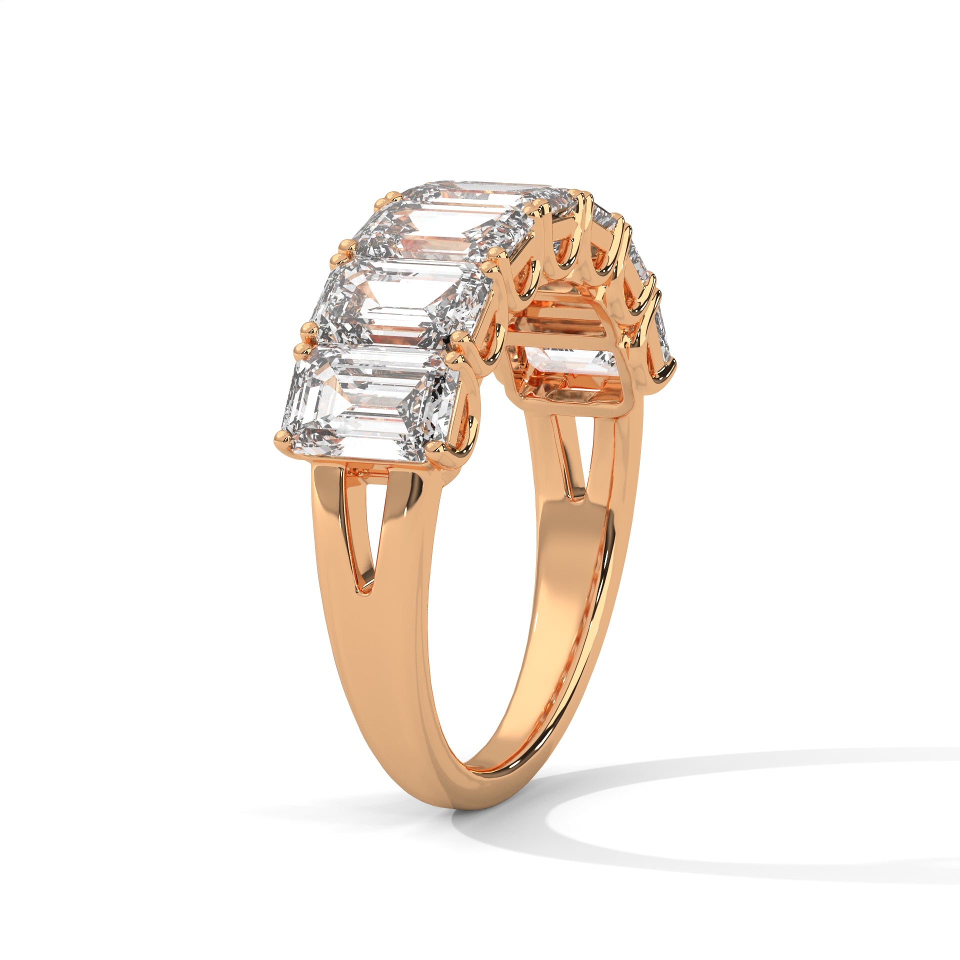Emerald Cut Seven Stone Diamond Anniversary Ring