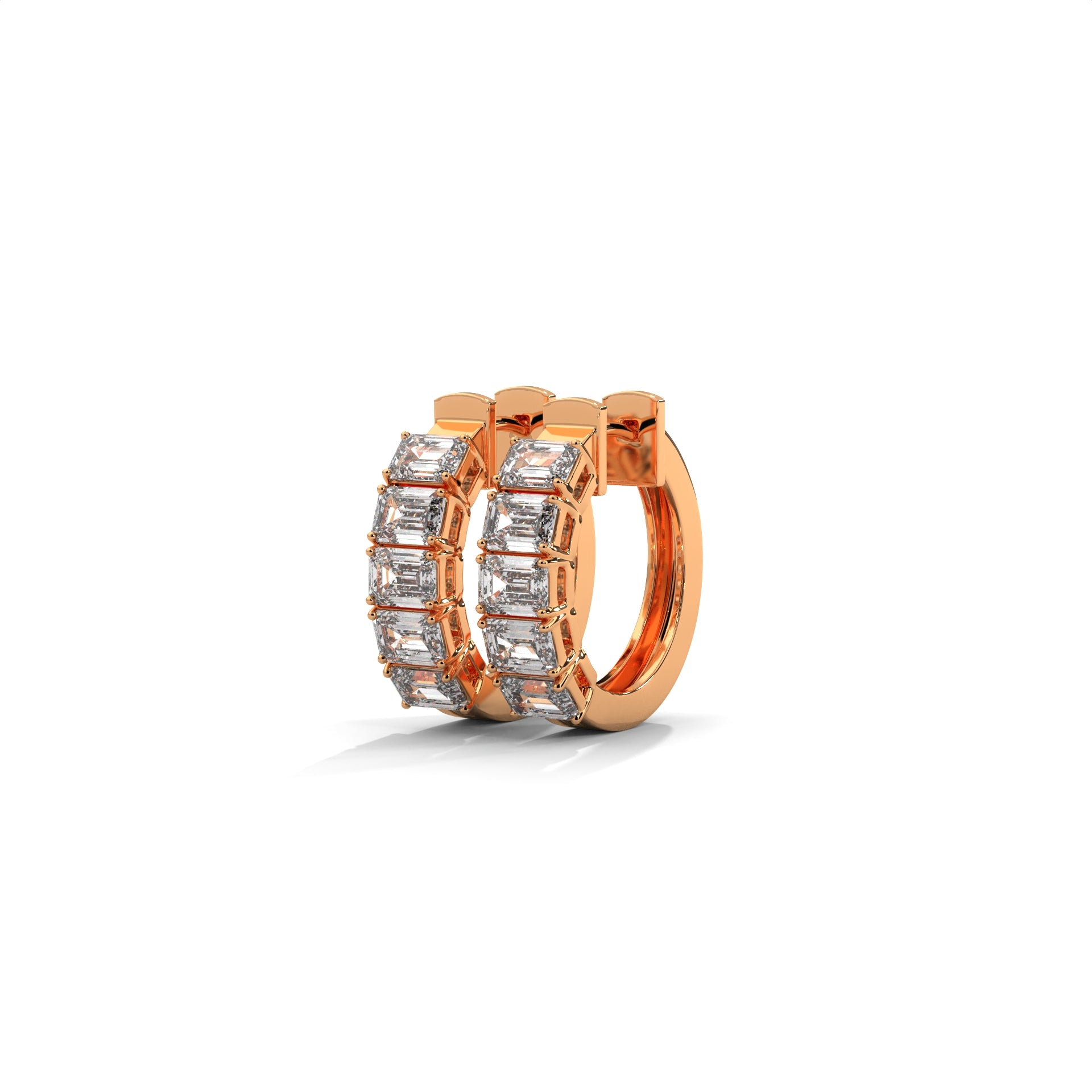 Emerald Cut Diamond Hoop Earrings