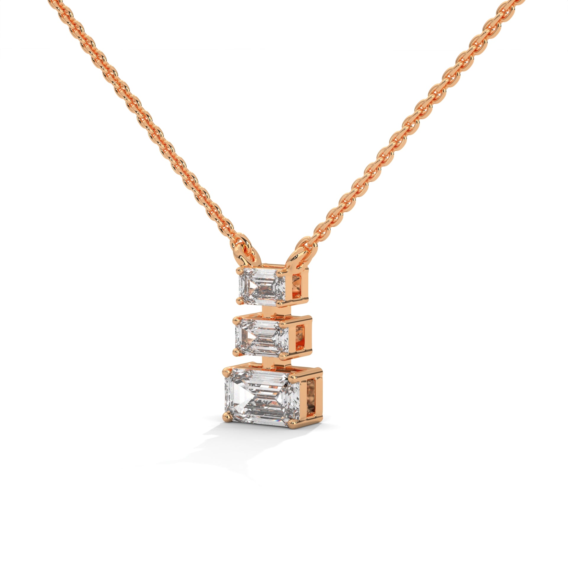 Emerald Cut Diamond Bar Pendant