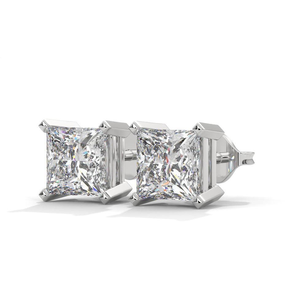 Princess Cut Solitaire Diamond Stud Earrings