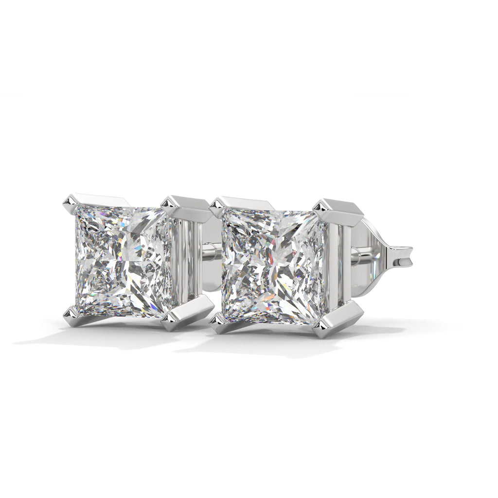 Princess Cut Solitaire Diamond Stud Earrings