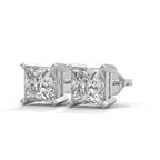 Princess Cut Solitaire Diamond Stud Earrings
