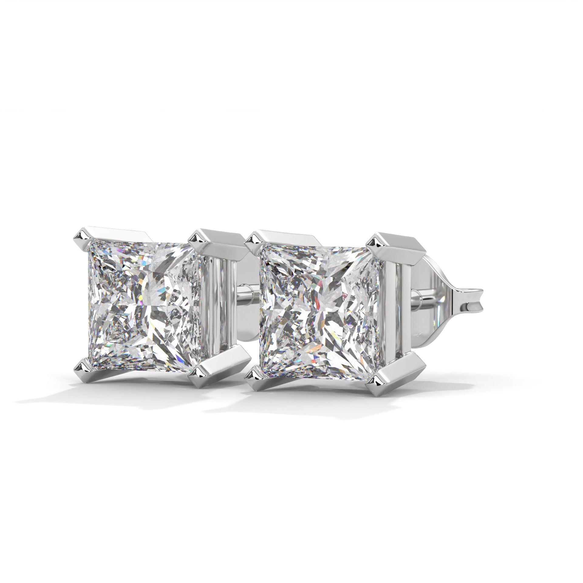 Princess Cut Solitaire Diamond Stud Earrings