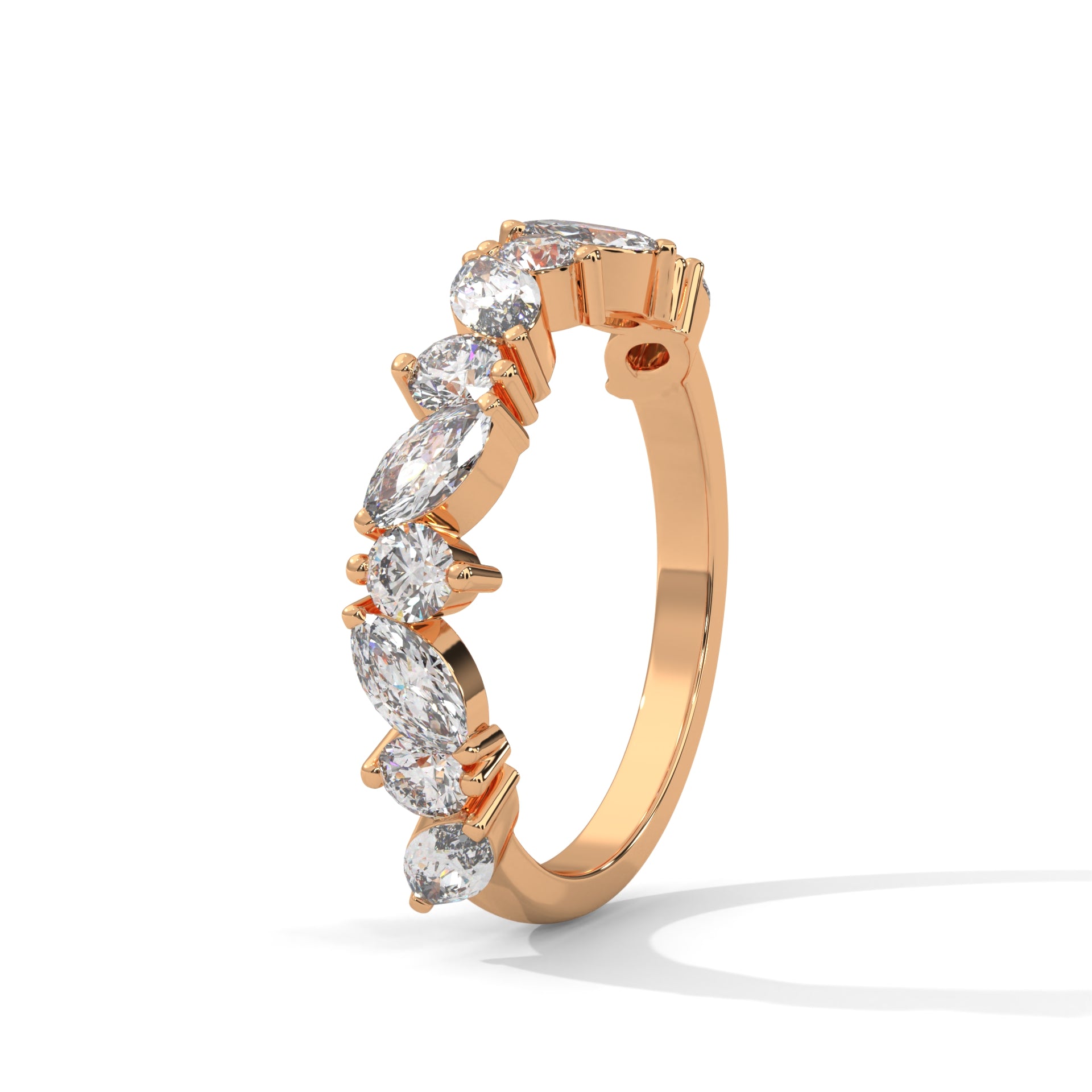 Marquise & Round Diamond Alternating Band Ring