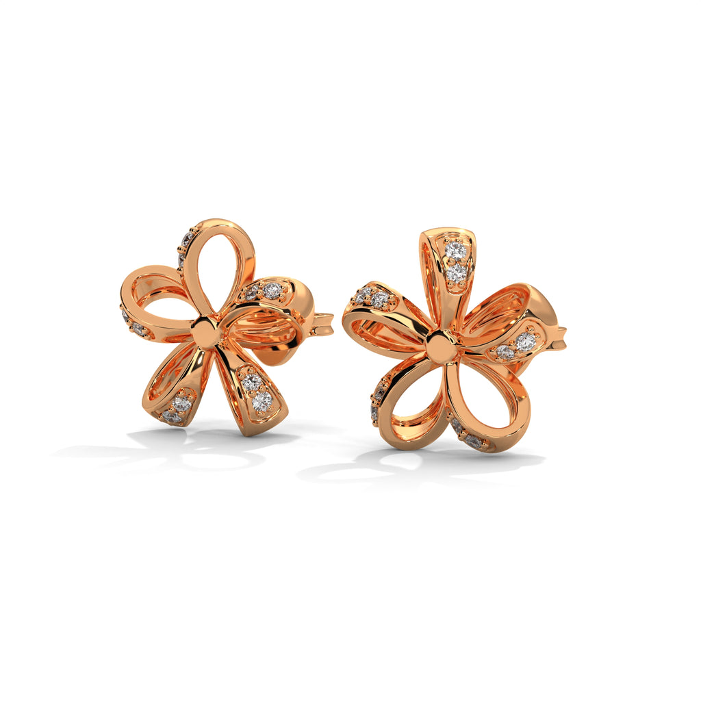 Open Floral Diamond Stud Earrings