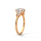 Asscher Cut Three Stone Diamond Engagement Ring