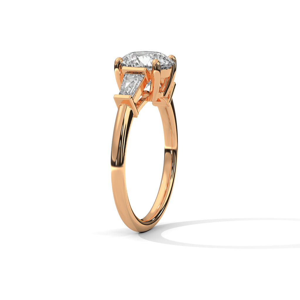 Round Diamond Three Stone Engagement Ring