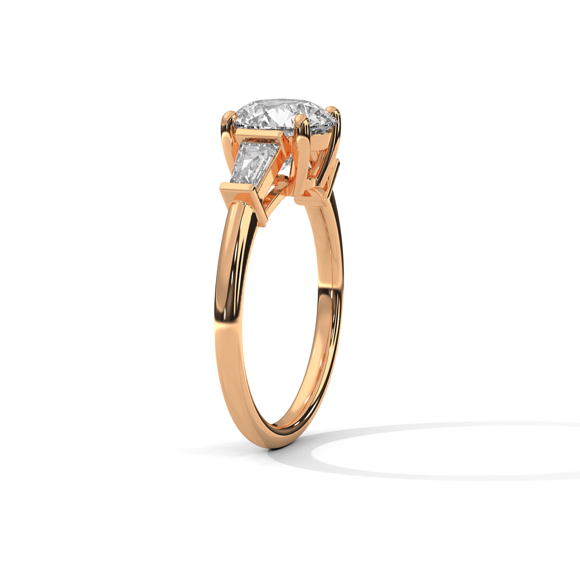 Round Diamond Three Stone Engagement Ring