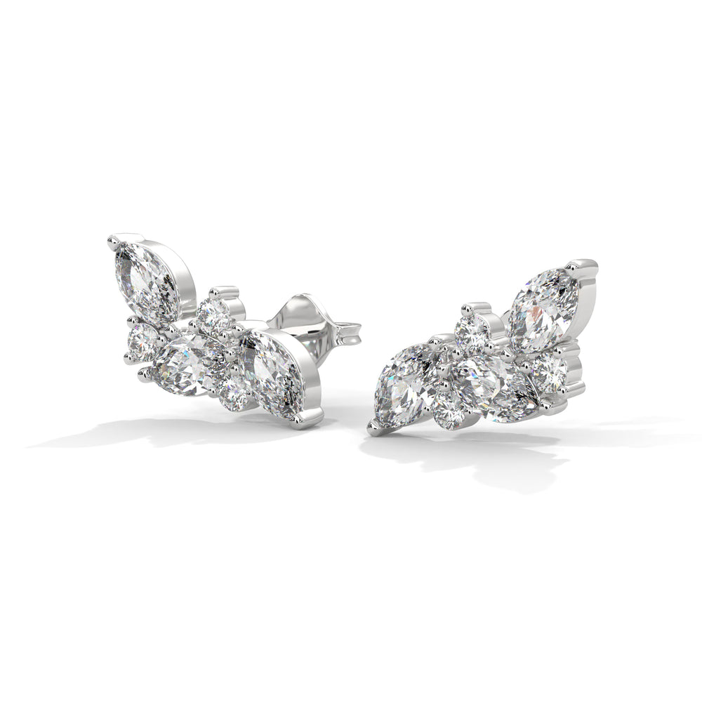Marquise Diamond Cluster Stud Earrings