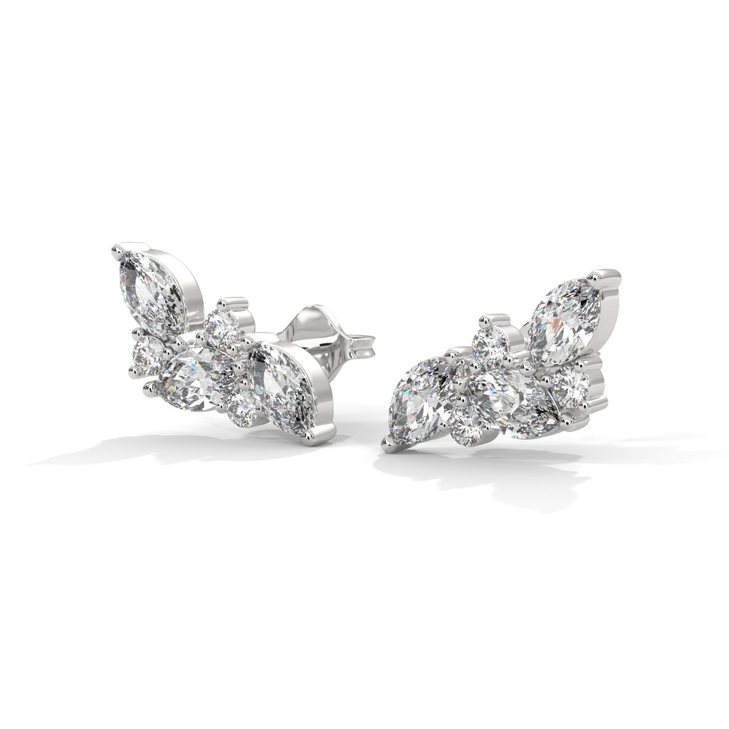 Marquise Diamond Cluster Stud Earrings