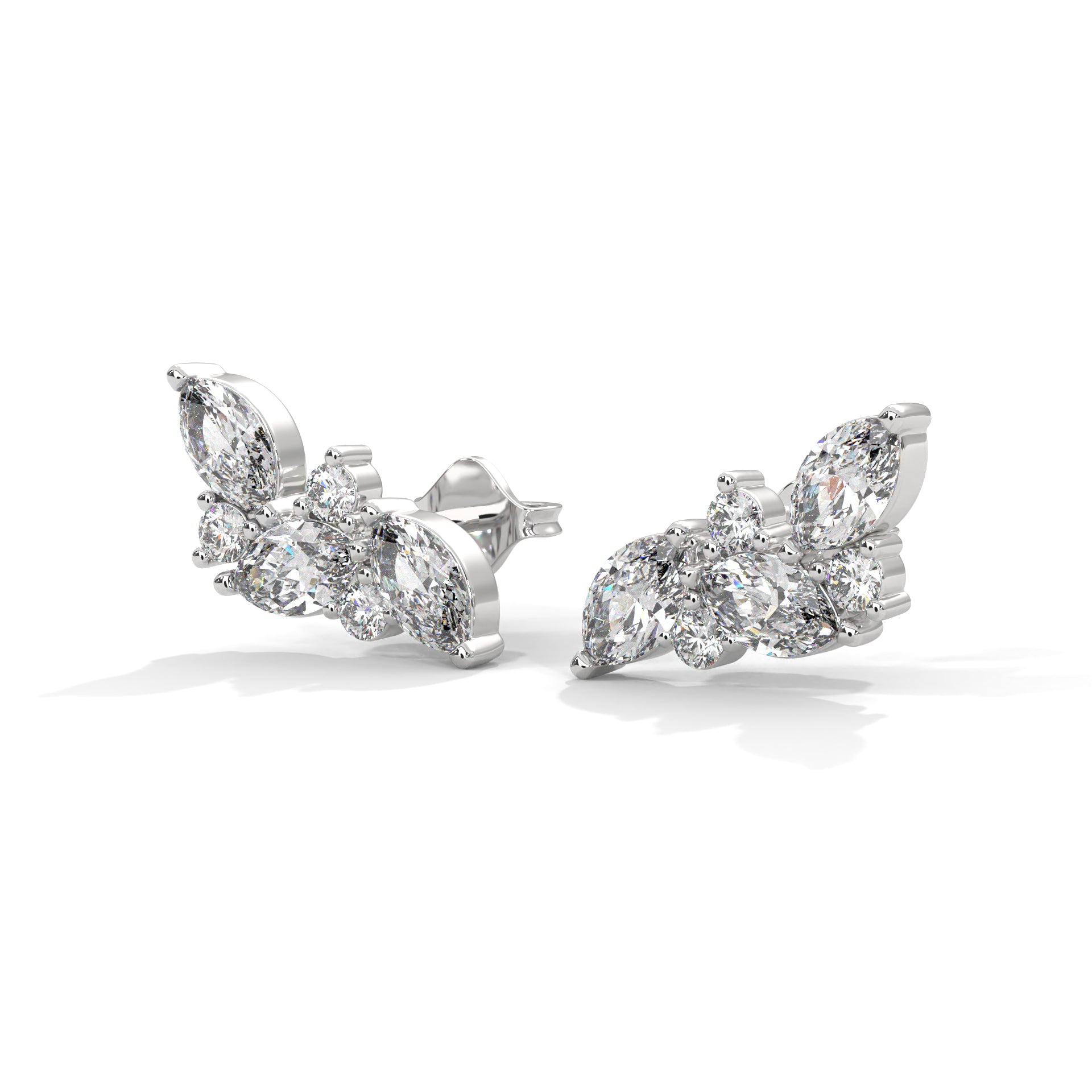 Marquise Diamond Cluster Stud Earrings