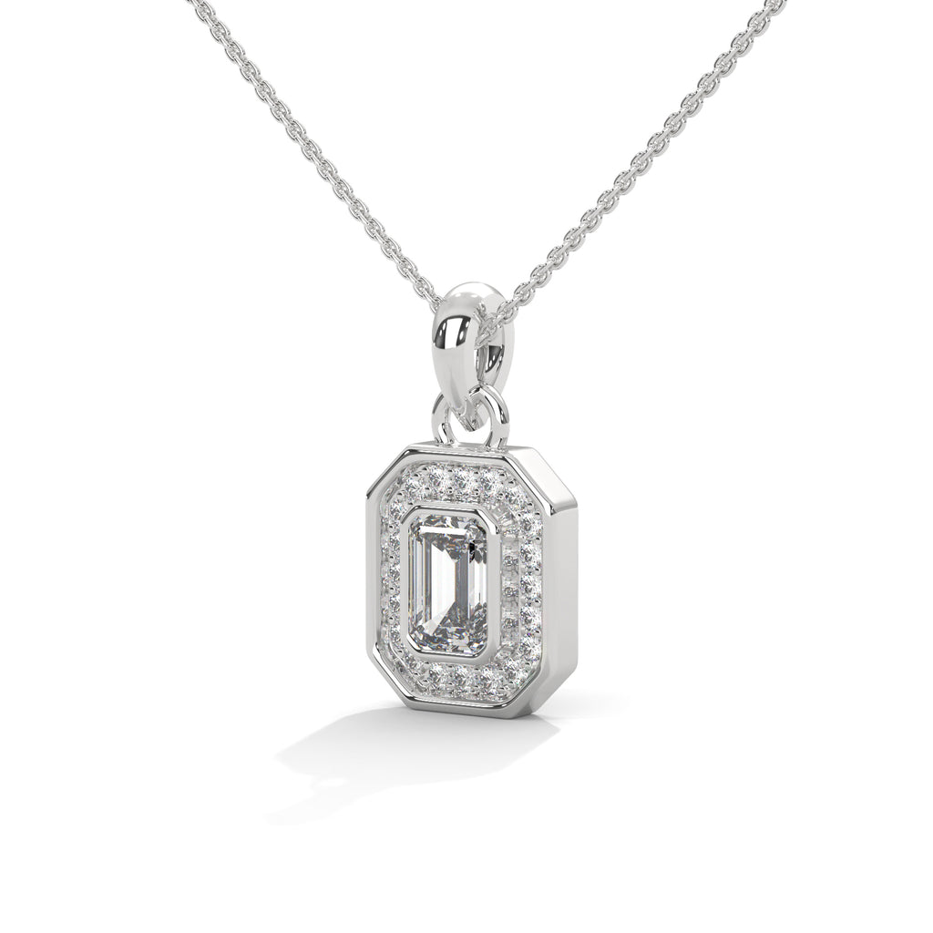 Emerald Halo Diamond Pendant
