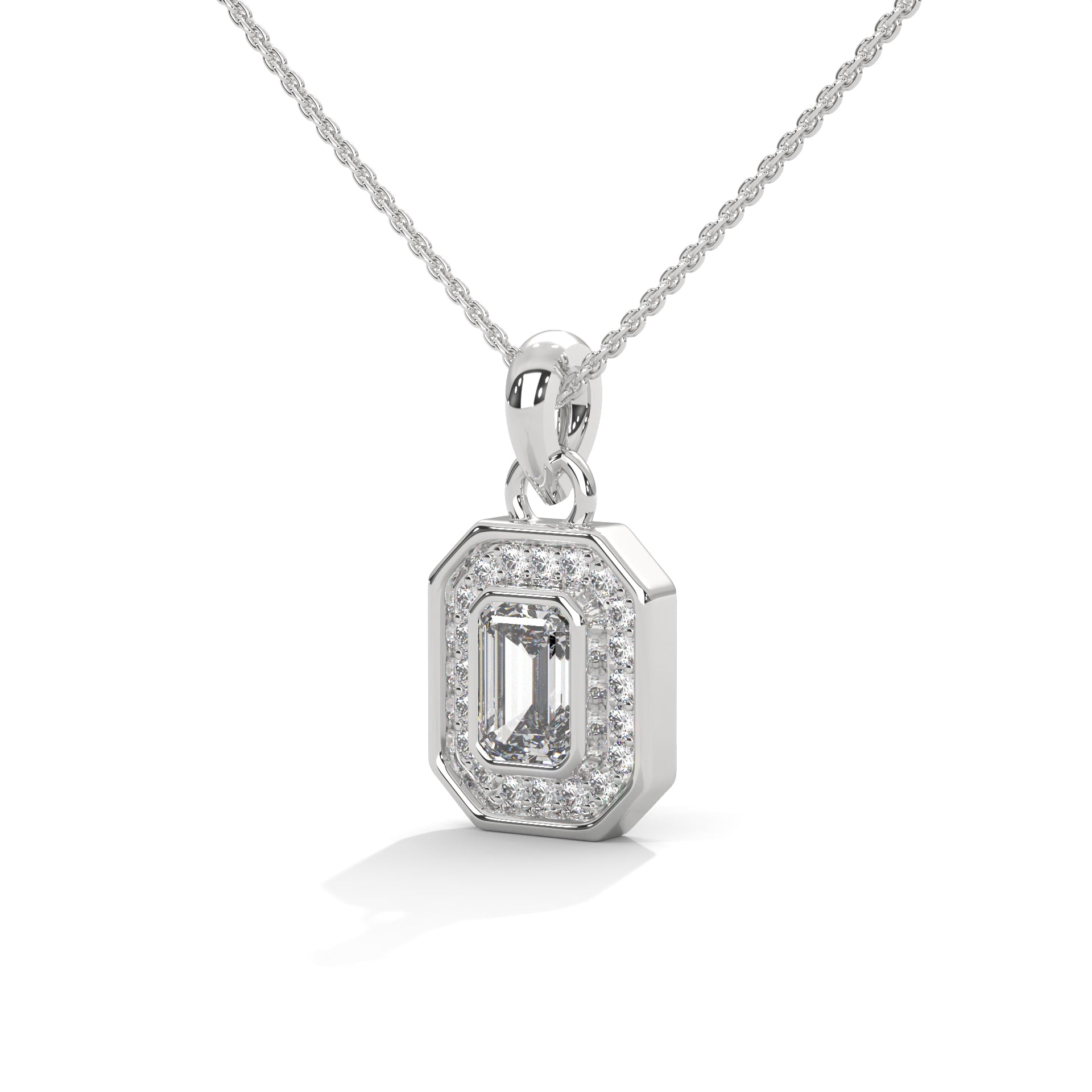 Emerald Halo Diamond Pendant