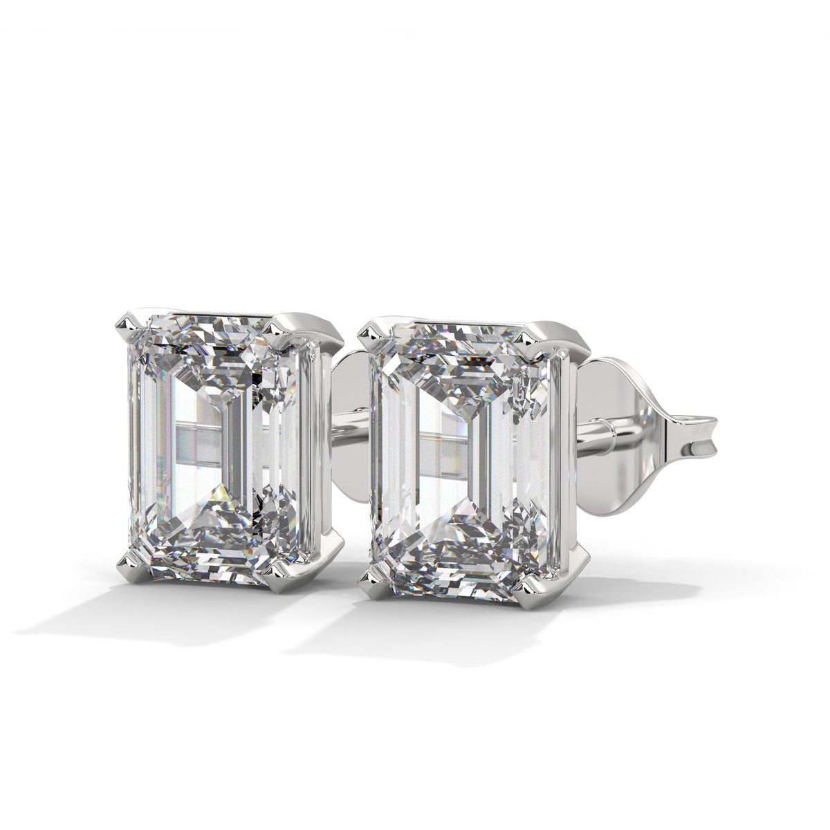 2.00 CTW Emerald Cut Solitaire Lab Grown Diamond Stud Earrings, alternate view — Jewelix Atelier