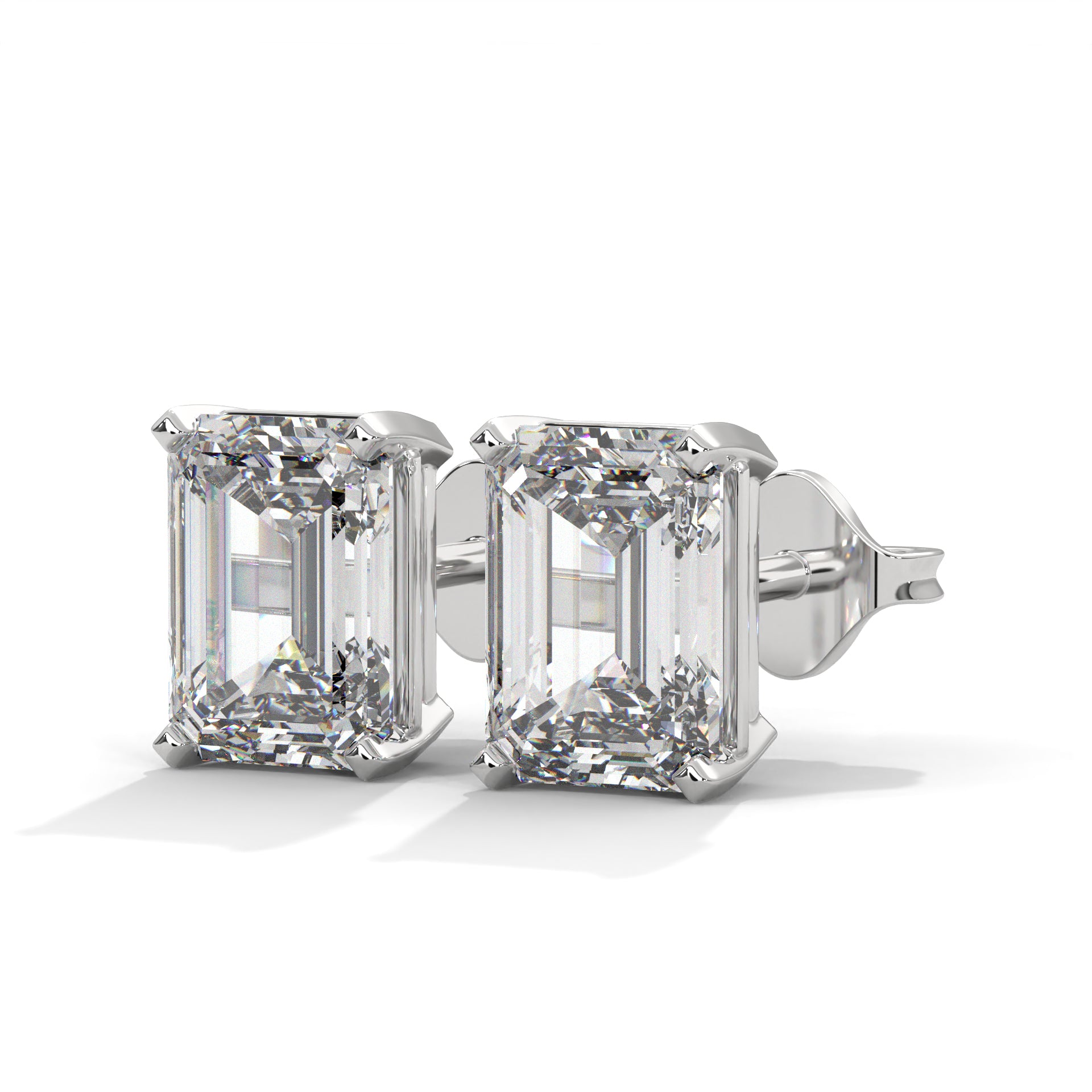Emerald Cut Solitaire Diamond Stud Earrings