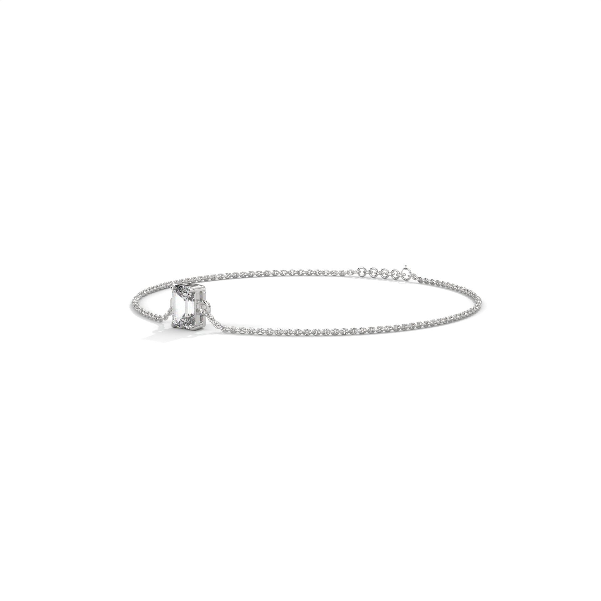 Emerald Cut Solitaire Diamond Bracelet