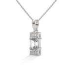 Emerald Cut Diamond Halo Pendant