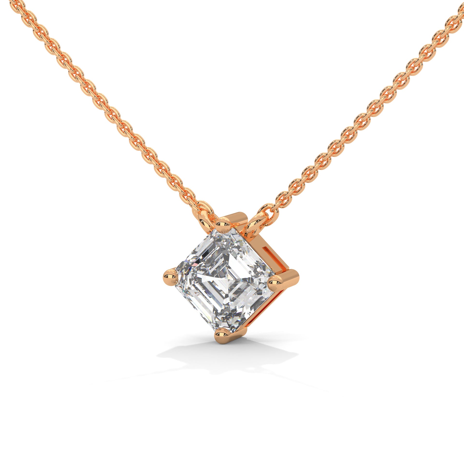 Asscher Solitaire Diamond Pendant