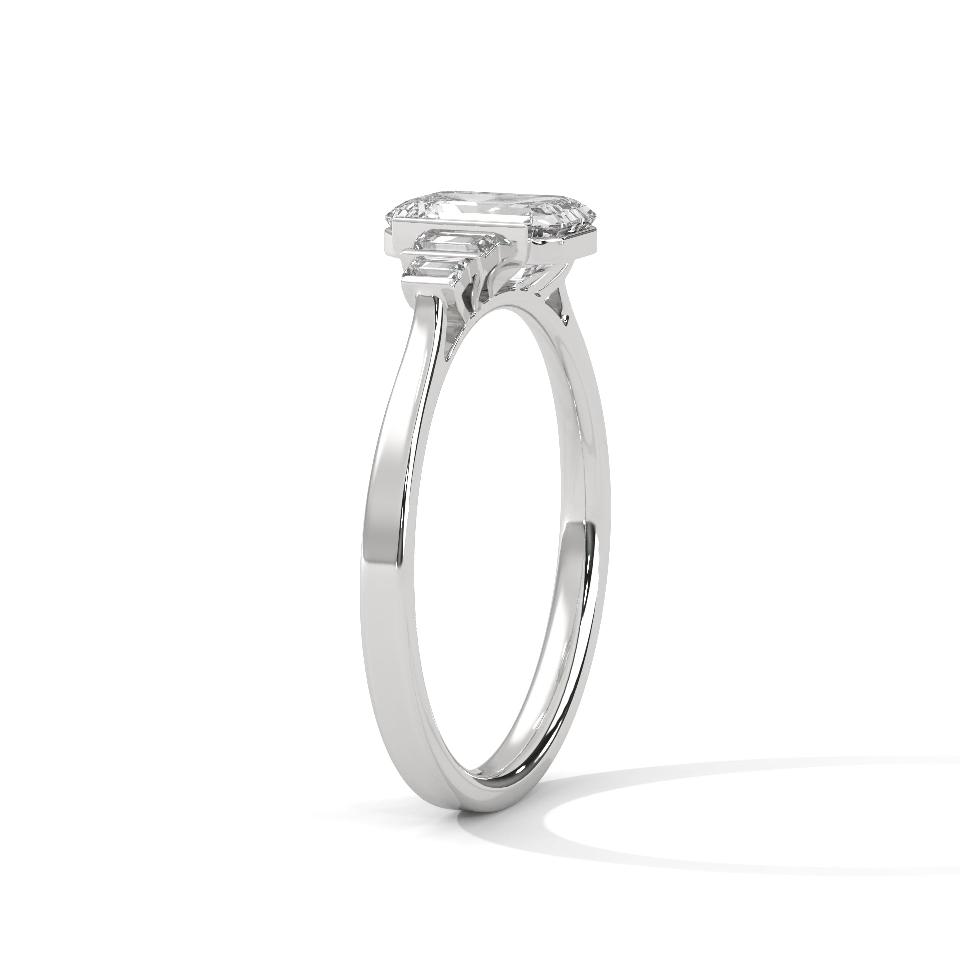 Emerald Cut Three Stone Diamond Engagement Ring