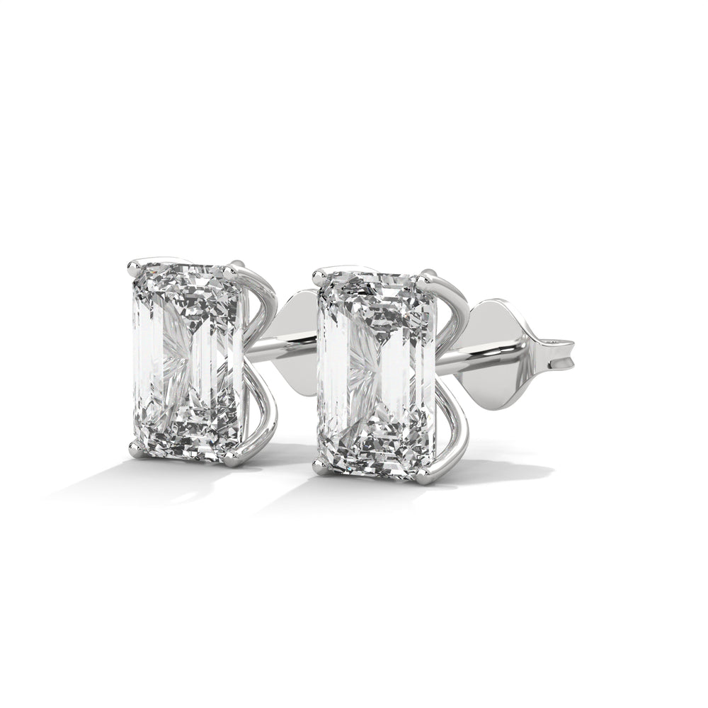 Emerald Cut Solitaire Diamond Stud Earrings