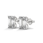 Emerald Cut Solitaire Diamond Stud Earrings
