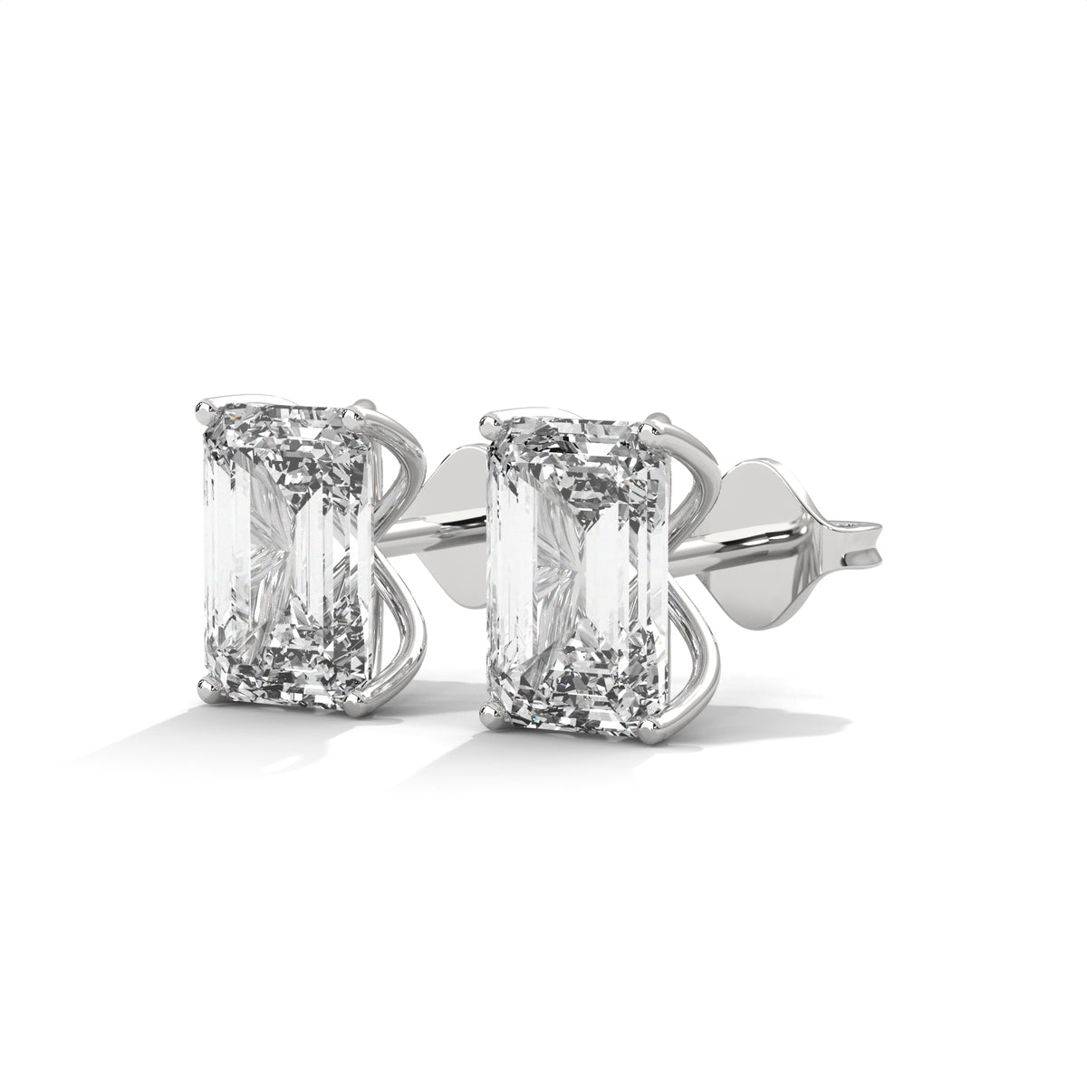 1.00 CTW Emerald Cut Solitaire Lab Grown Diamond Stud Earrings, alternate view — Jewelix Atelier