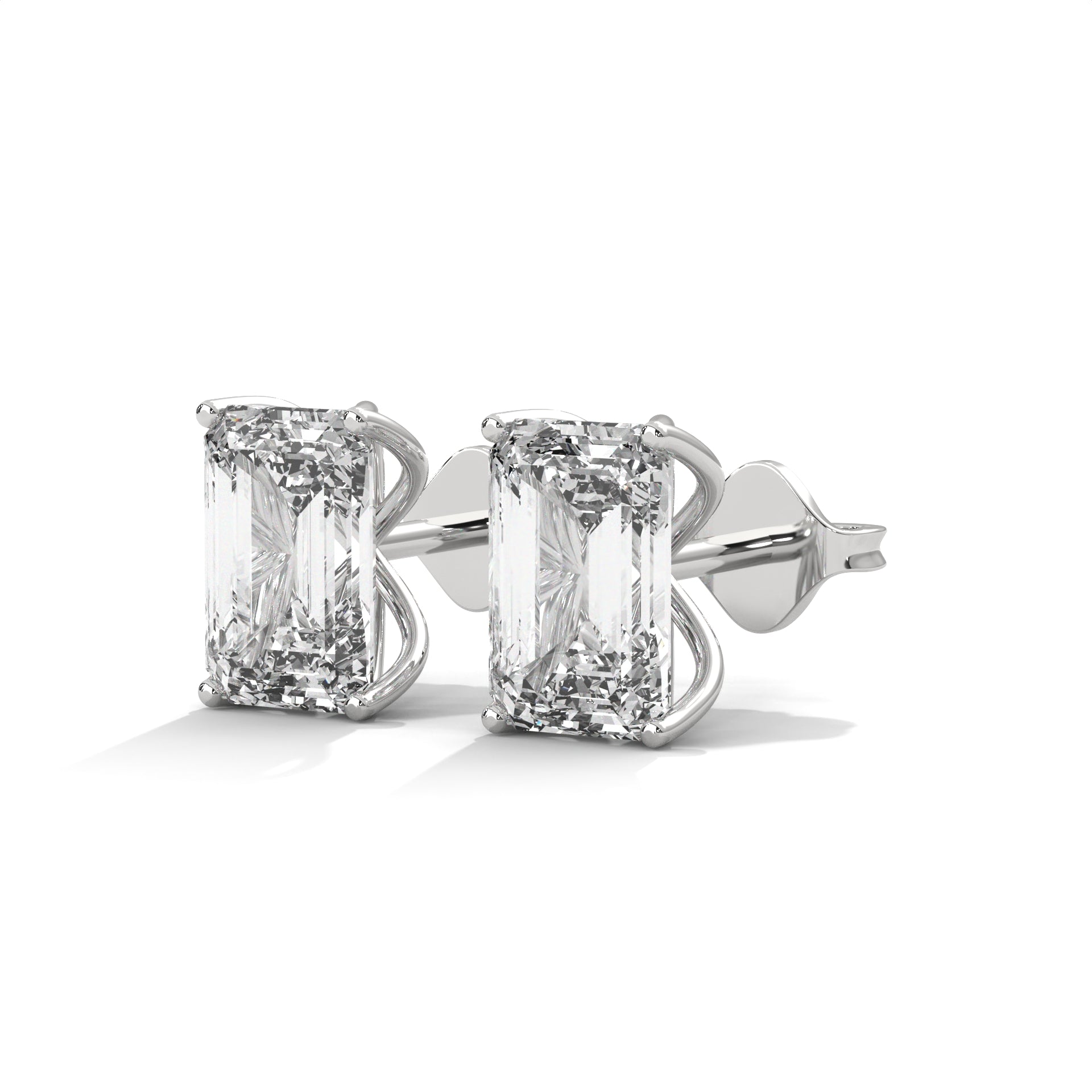Emerald Cut Solitaire Diamond Stud Earrings
