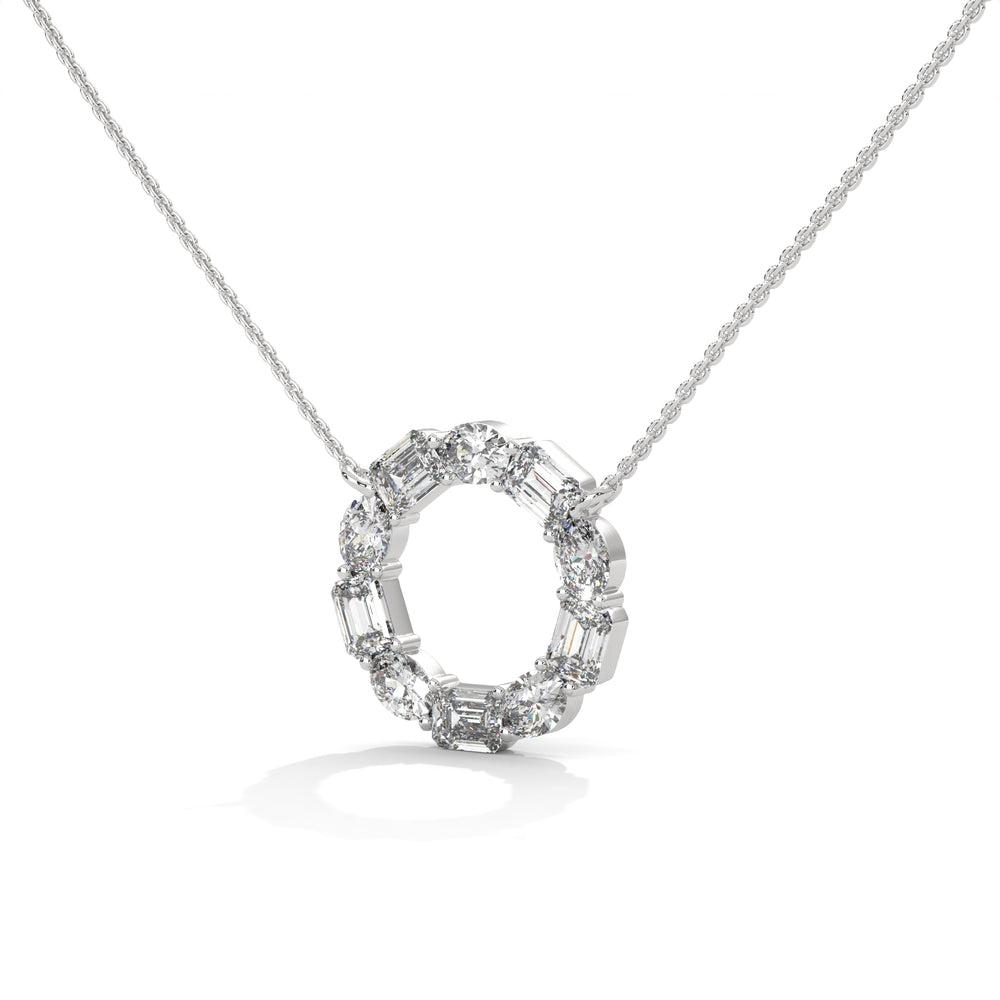 Emerald & Oval Diamond Circle Pendant