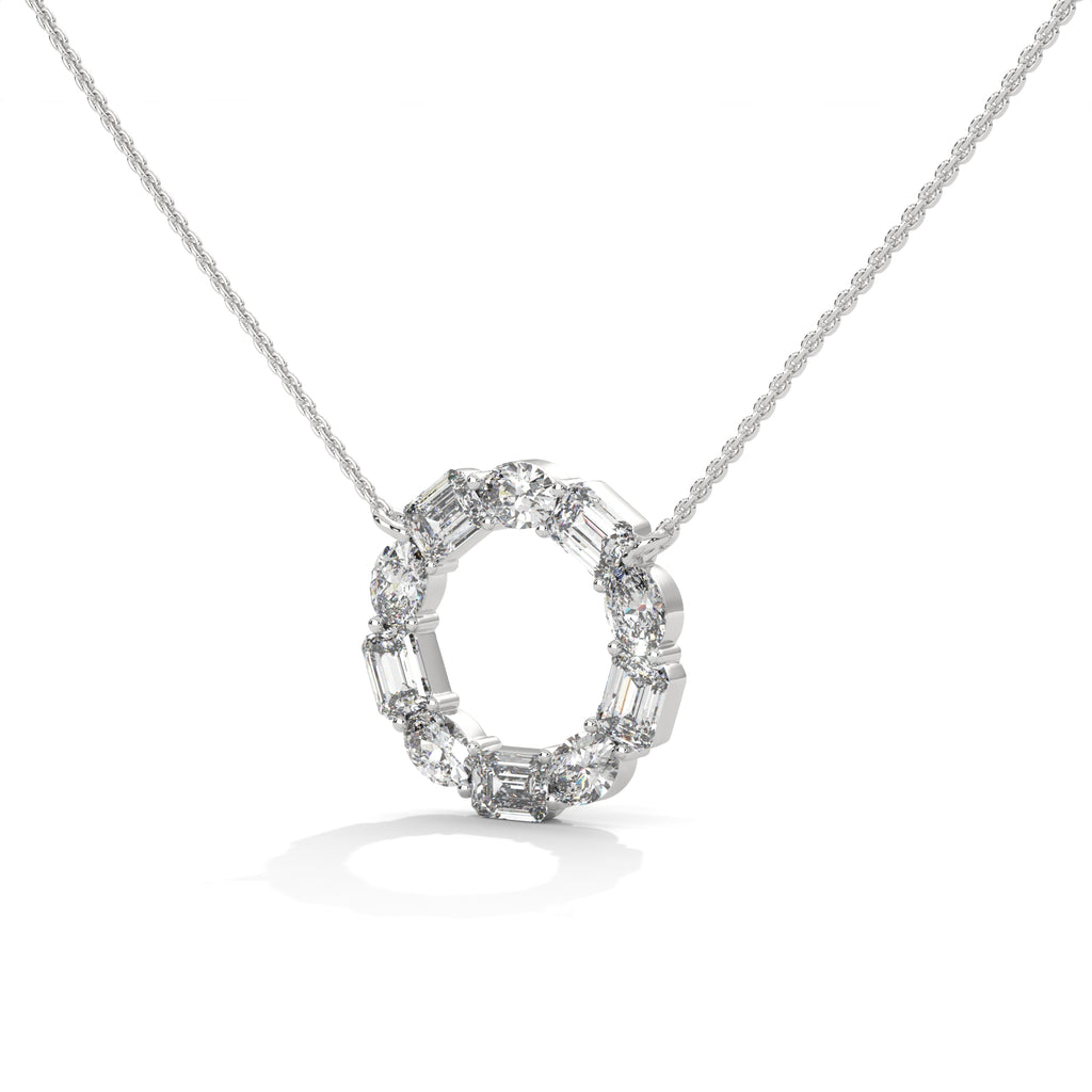 Emerald & Oval Diamond Circle Pendant
