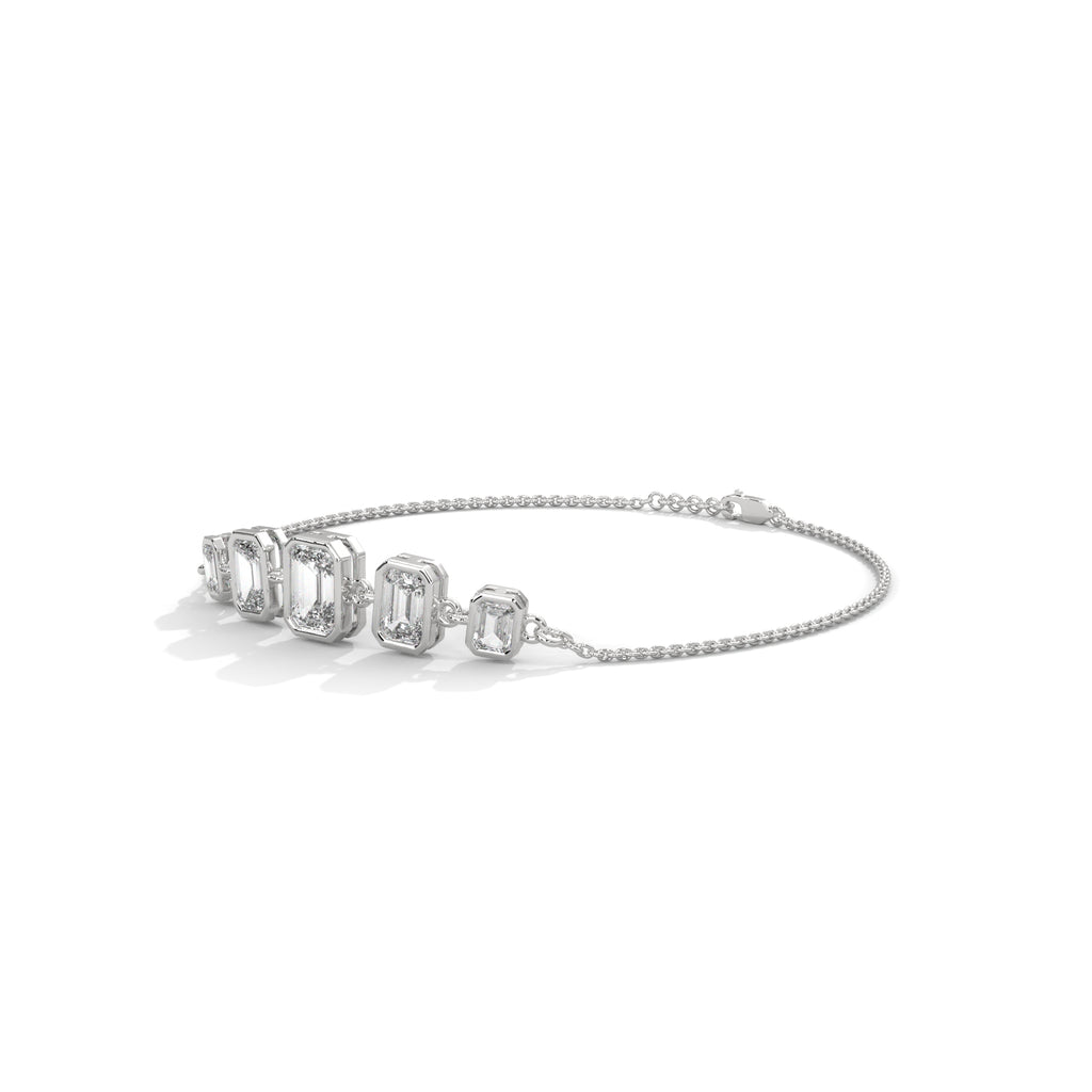 Emerald Cut Five Stone Diamond Bracelet