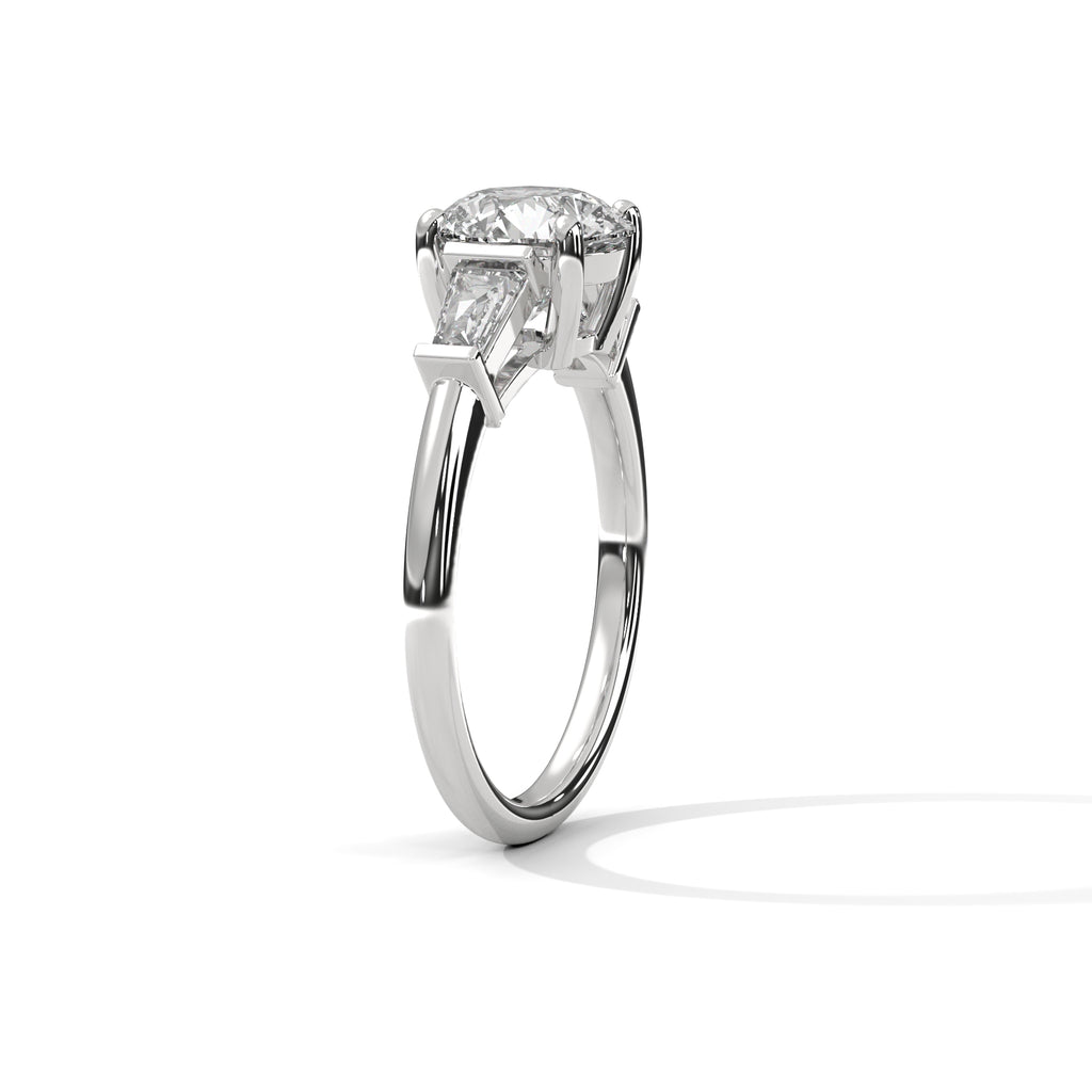 Round Diamond Three Stone Engagement Ring