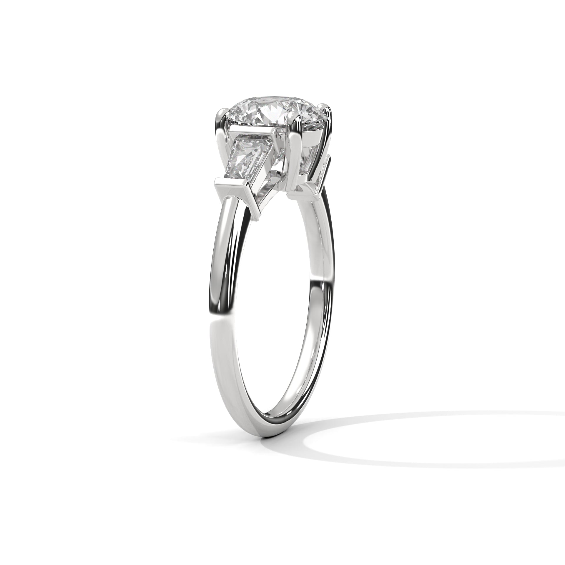 Round Diamond Three Stone Engagement Ring
