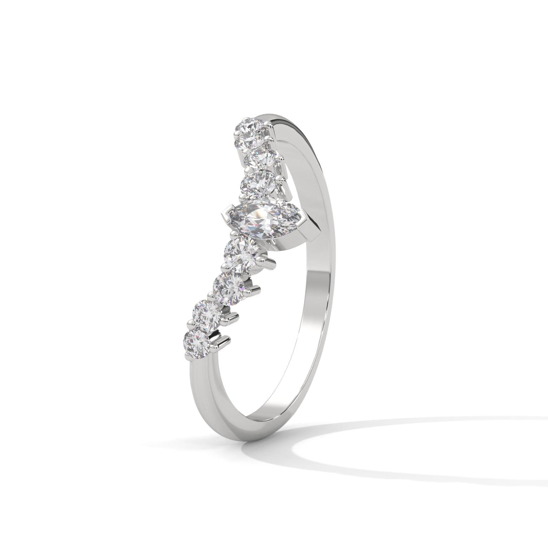 Marquise & Round Diamond Chevron Ring