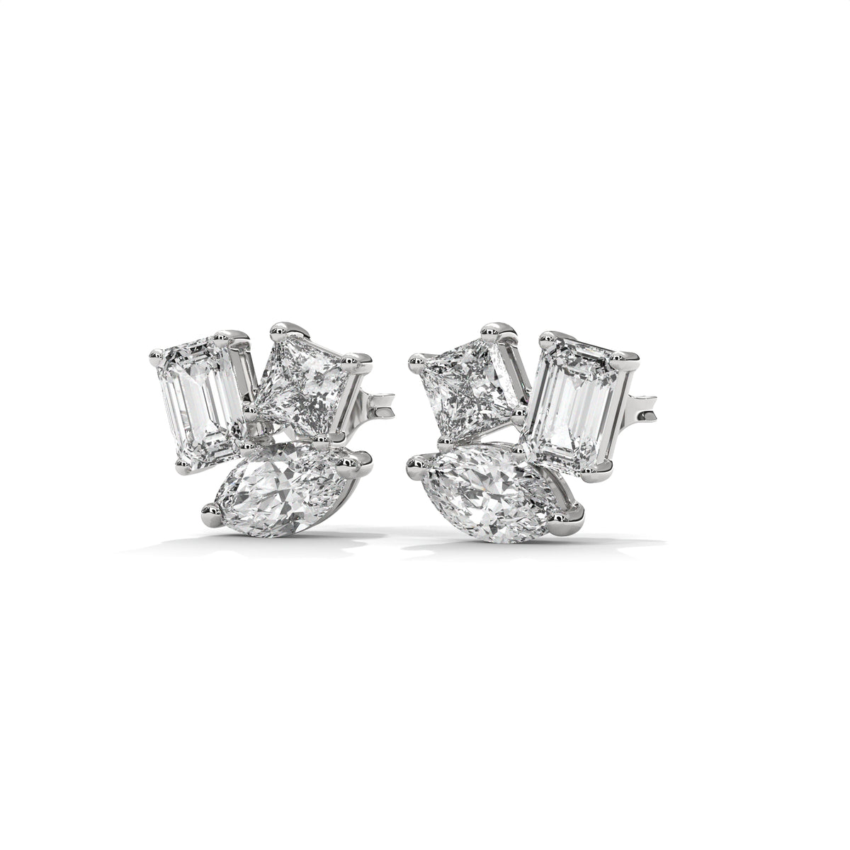 Trinity Éclat Mixed Shape Diamond Earrings, alternate view — Jewelix Atelier