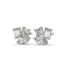 Mixed Shape Diamond Cluster Stud Earrings
