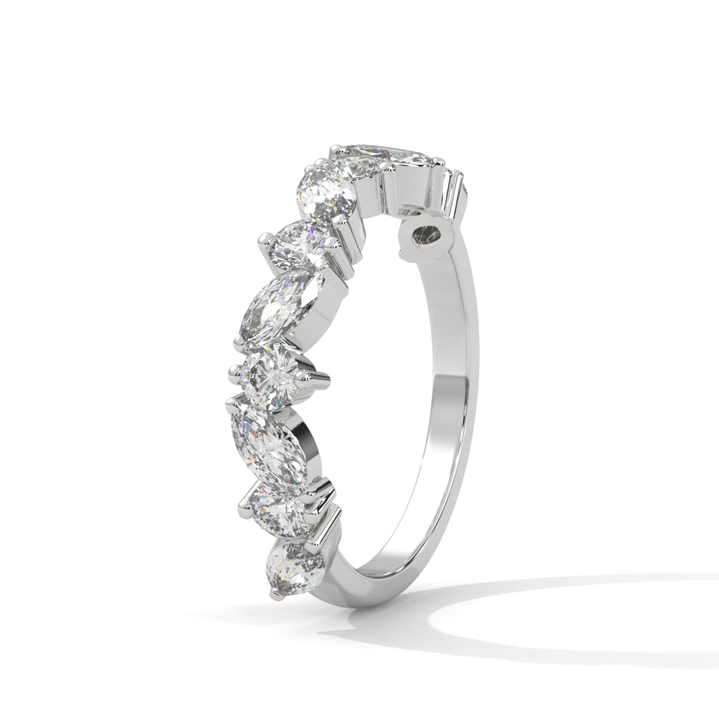 Marquise & Round Diamond Alternating Band Ring
