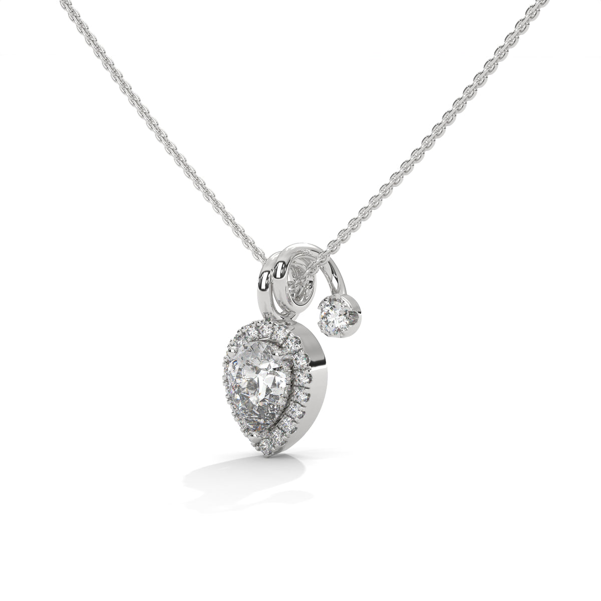 Pear Diamond Halo Pendant – view 2 of 9, lab grown diamond necklace | Jewelix Atelier