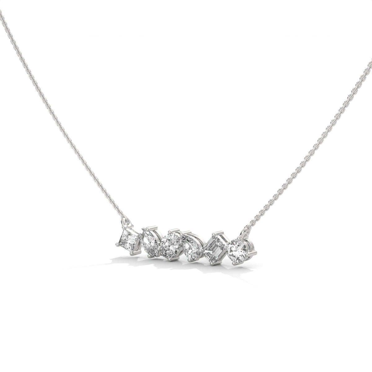 Multi Shape Diamond Bar Pendant – view 2 of 9, lab grown diamond pendant | Jewelix Atelier