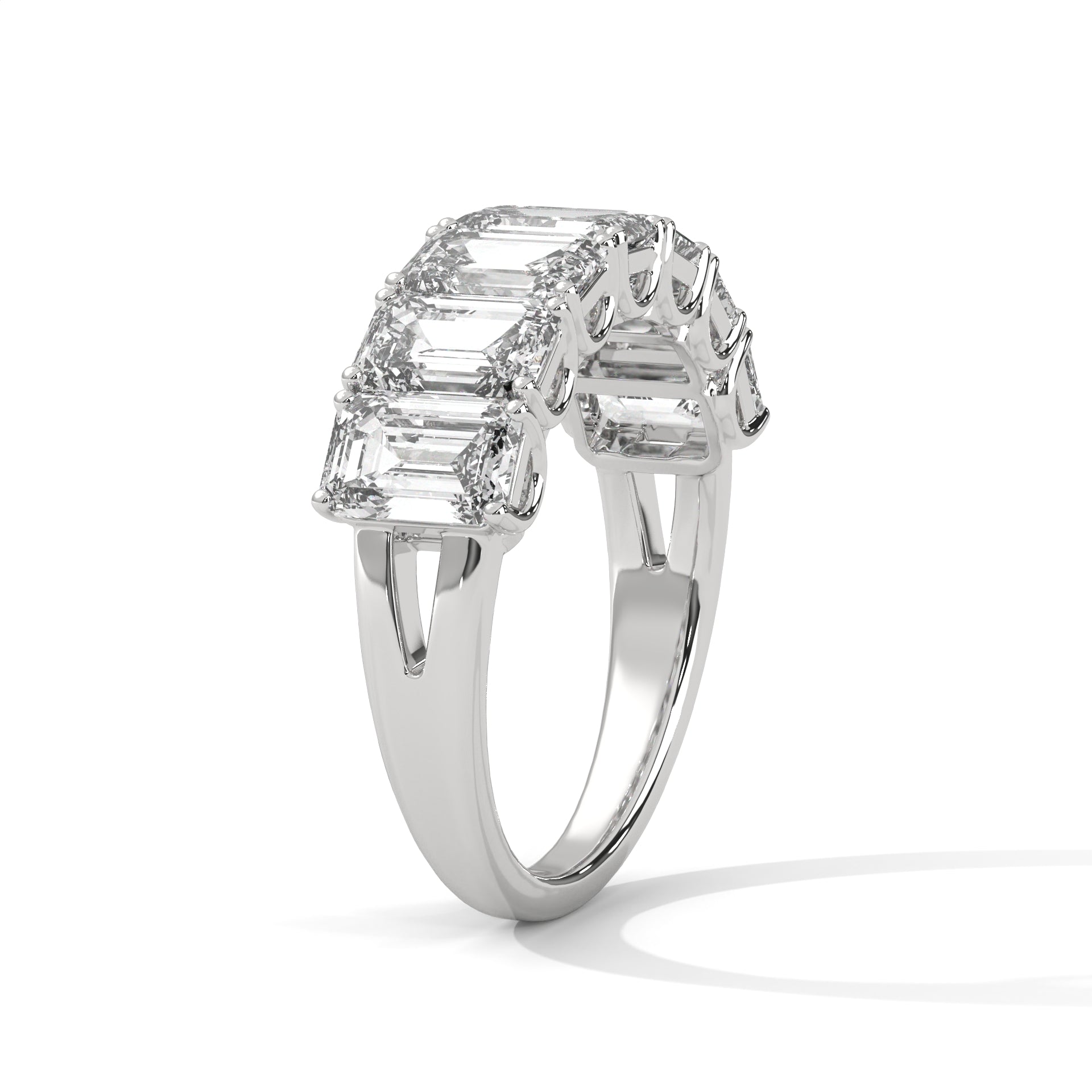 Emerald Cut Seven Stone Diamond Anniversary Ring