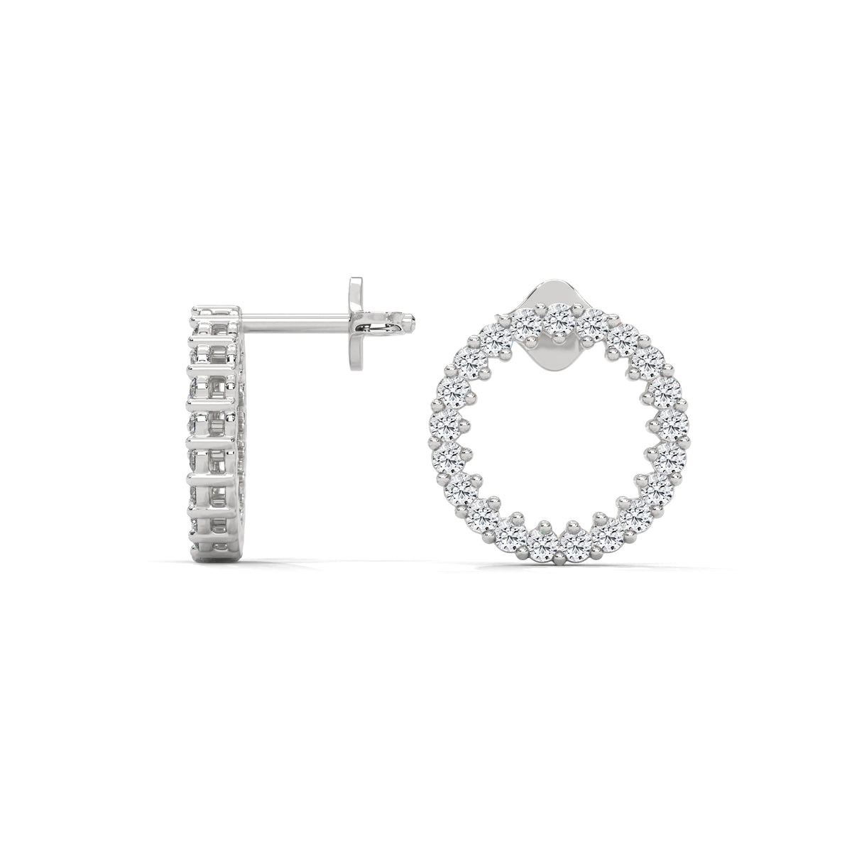 Diamond Circle Stud Earrings, detail view — Jewelix Atelier