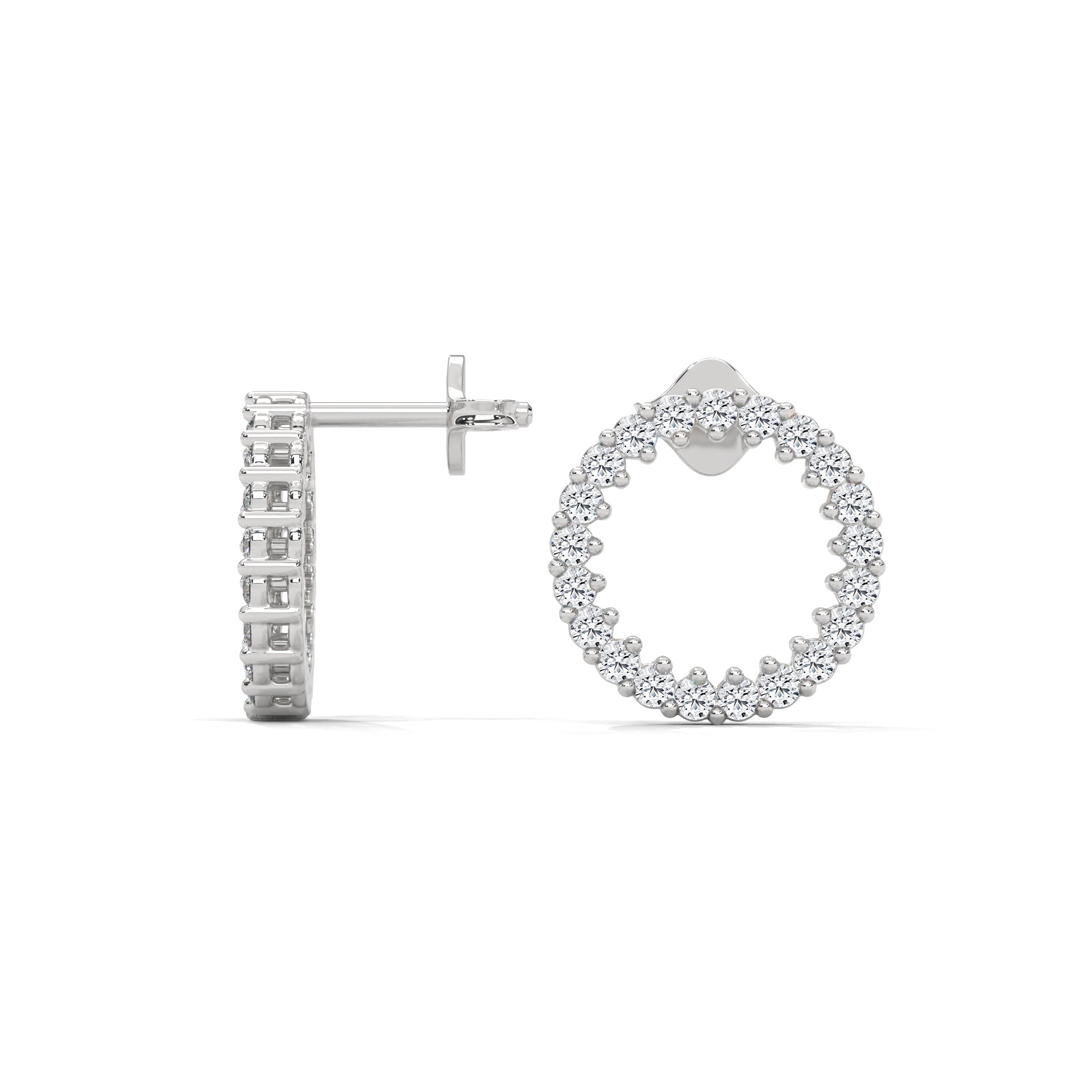 Diamond Circle Stud Earrings